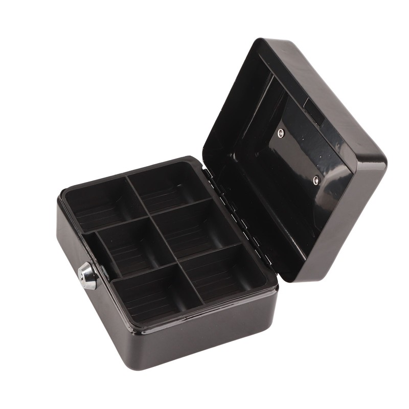 Metal Cash Box 6 Compartments High Safety Money Box with
