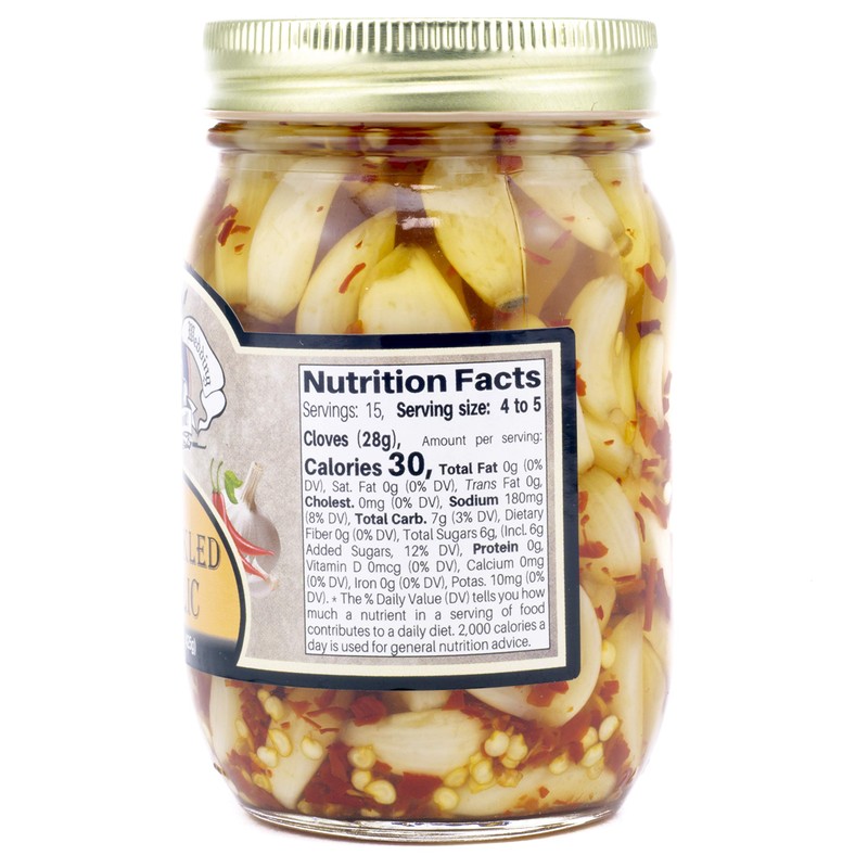 Amish Wedding All-Natural Hot Pickled Garlic 15 Ounces (2 Jars)