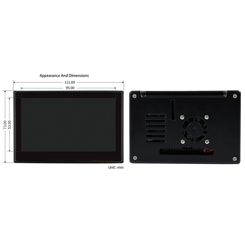 visualización LCD DSI de 4.3 pulgadas con funda para Raspberry
