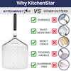 KitchenStar 12-inch Perforated Pizza Peel with Folding Handle - Stainless