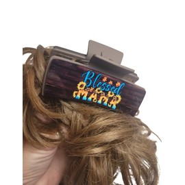 Ladies 4" Hair Clip/Claw, Blessed Mama, Sunflowers