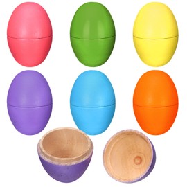 CroBlissful 6 Pcs Wooden Easter Eggs 2.76 Inch Fillable Easter Eggs Bulk Colorful Bright Easter Eggs DIY Empty Wooden Eggs for Crafts Easter Hunt Basket Stuffers Fillers Party Favor Decorations