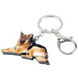 NEWEI Acrylic German Shepherd German Shepherd Keyring Animal Rings Purse Car for Women Girls Ladies Charms Pets Gift, yellow