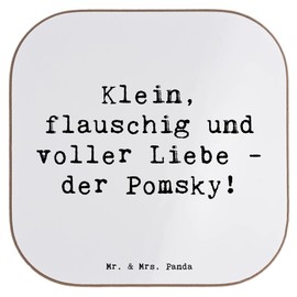 Mr. & Mrs. Panda Glasuntersetzer Spruch Flauschiger Pomsky - Geschenk, Hund, spielerisch, Hundeliebhaber, liebenswert, soziales Verhalten,