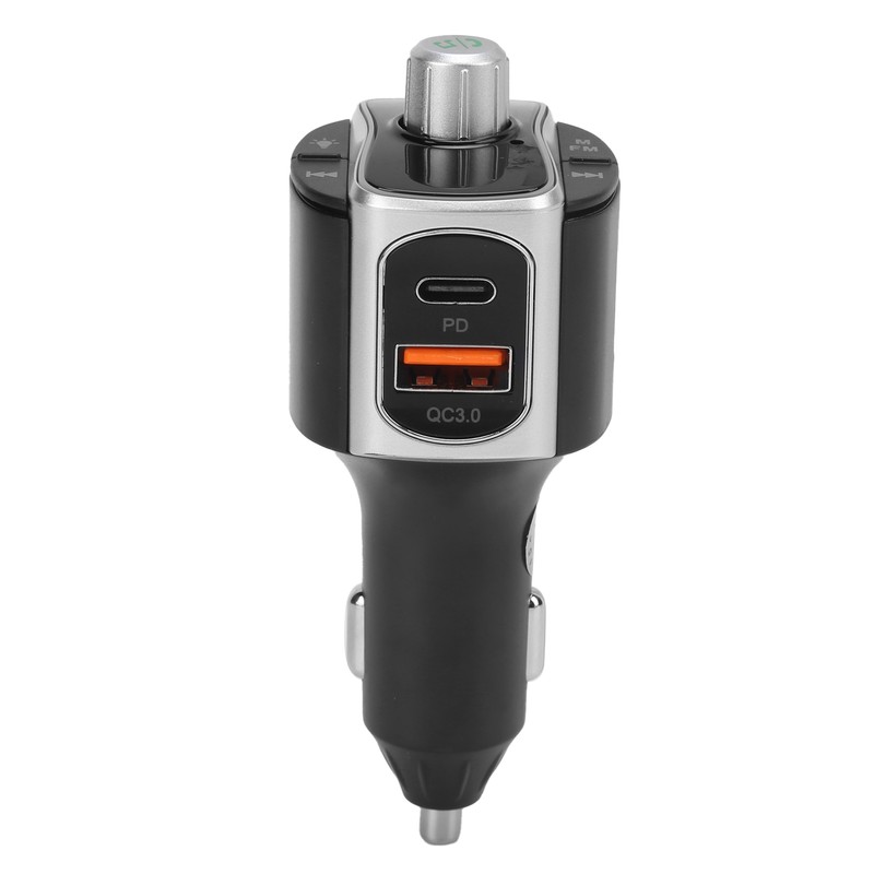 Bluetooth 5.0 FM Transmitter Dual Screen Display 3 USB Ports