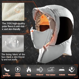 Sukeen Lightweight Trapper Hats for Women Men Waterproof Bomber Hats Windproof Winter Warm Hat with Ear Flaps and Mask White