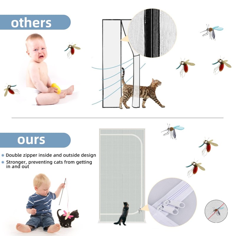 Upgraded Pet Screen Door,Fits Door Opening Size 30''x 80'',Thickened Cat