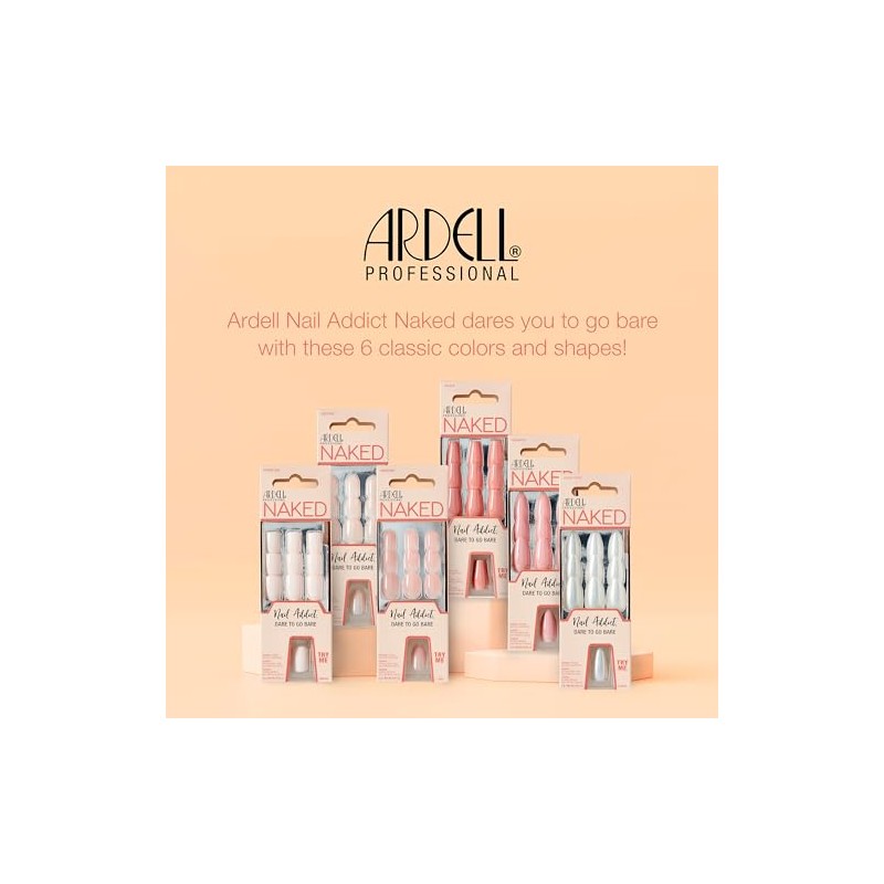 Ardell Uñas Postizas Addict Pristine Naked Fácil de Aplicar Reutilizables