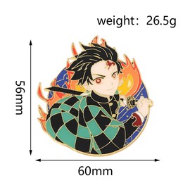 Anime Brooch Demon Pin - Tanjiro Nezuko Shinobu Figure Characters Metal Sword Enamel Pins Badges Collection Cosplay Jewelry Gifts for Fans (Tanjirou 2)