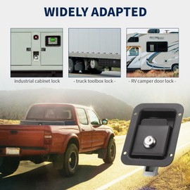 Loclink Truck Tool Box Lock Replacement kit, 304 Stainless Steel Locking Paddle Latch, Truck Bed Toolbox Handle, Trailer Door, RV, Camper, Storage Box, 4.7" L x 3.62" W with keys