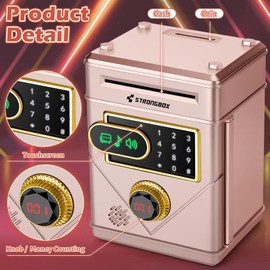 Ltteaoy Money Box for Children 3-12 Years, Electronic Money Box with Touch Screen, Password Piggy Bank Piggy Bank Children, Gift for Children