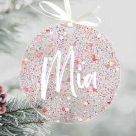 Uniqicon 12Pcs Rose Sequin Round Acrylic Sheet For Crafting, DIY Acrylic Christmas Ornaments, 3mm 1/8 Inch Flat Baubles For Craft, Unique DIY Keychains, Gift Tag, Wedding Table Setting, Party Décor