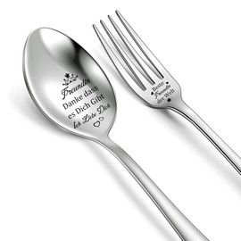 Bestie Soup Dinner Fork and Spoon Set Friendship Treasure Birthday Greeting Gift Coffee Spoon Ice Cream Dessert Forks Graduation Accompany Gift Christmas Tablespoon Best Friend in the World