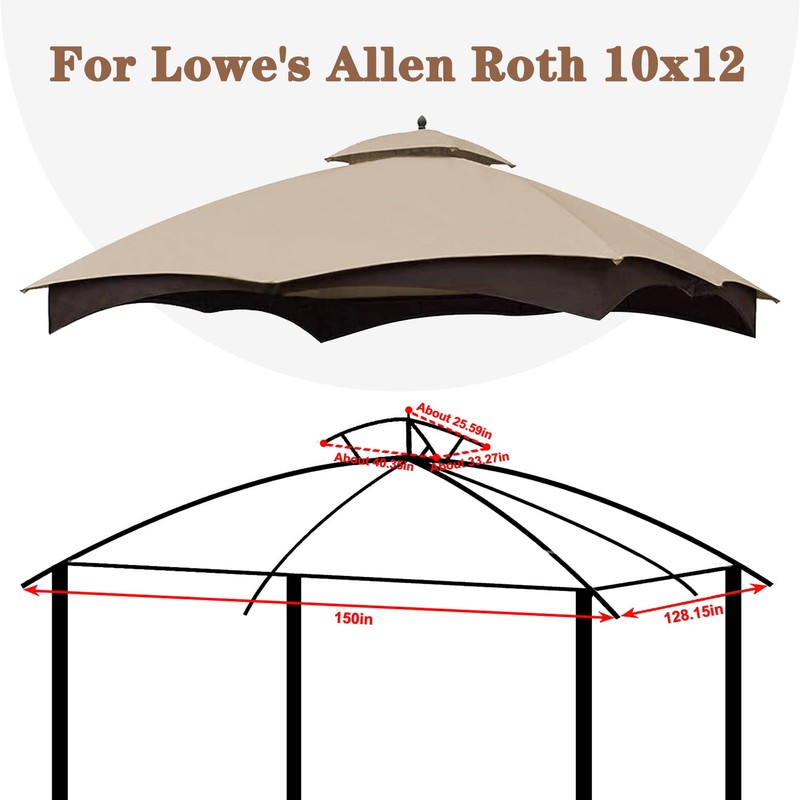 SCOCANOPY Light Beige Replacement Top for Lowe's Allen Roth 10X12