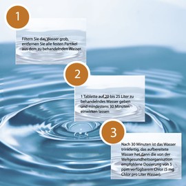 LevinQ Water Purification Tablets [Pack of 20] *NSF Tested * 100% GermFree Drinking Water 25 Litres / Tablet + Gloves PE | Water Purification Tablets for Crisis Prevention Outdoor, Emergency, Camping,