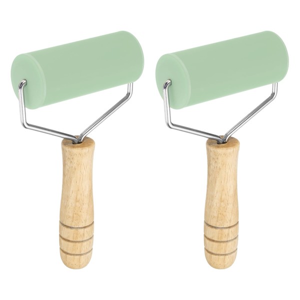 HARFINGTON 2pcs Rolling Pin 7.6" x 1.69" Silicone Roller Wood