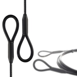 Drahtseile24 Loop Cable, Black, Steel Cable Coated with Eyelets, Anti-Theft Device for Garden Furniture, Bicycle, Thickness: 6 mm (4 to 6), Length: 2 m