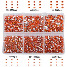 Bymitel 7200 Pieces 6 Mixed Sizes Glue Fix on Glass Rhinestones Round Crystal Gems Flatback for DIY Jewelry Making with one Picking Pen(6-Sizes 7200PCS, Hyacinth)