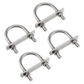 sourcing map Round U-Bolt 1.85"(47mm) Inner Width 75mm Length Steel M8 with Nuts, Plate, Washers 4 Set