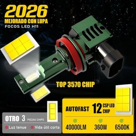 AUTOFAST Focos LED H11/H8/H9 Faros Delanteros, 40000LM 360W 6500K, 2 Piezas | 800% Más Brillantes, H11 Luz Blanca 6500K, Plug & Play, Reemplazo 1:1 Ha