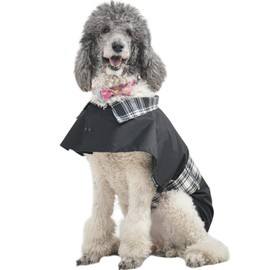 Waterproof Dog Rain Jacket, Windproof Lightweight Adjustable Dog Raincoat Windbreaker Pet Clothes for Small Medium Large Dogs (Black, XXL)