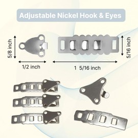 Adjustable Nickel Hook & Eyes Sewing Hooks and Eyes Closure - 3 Sets in a Pack