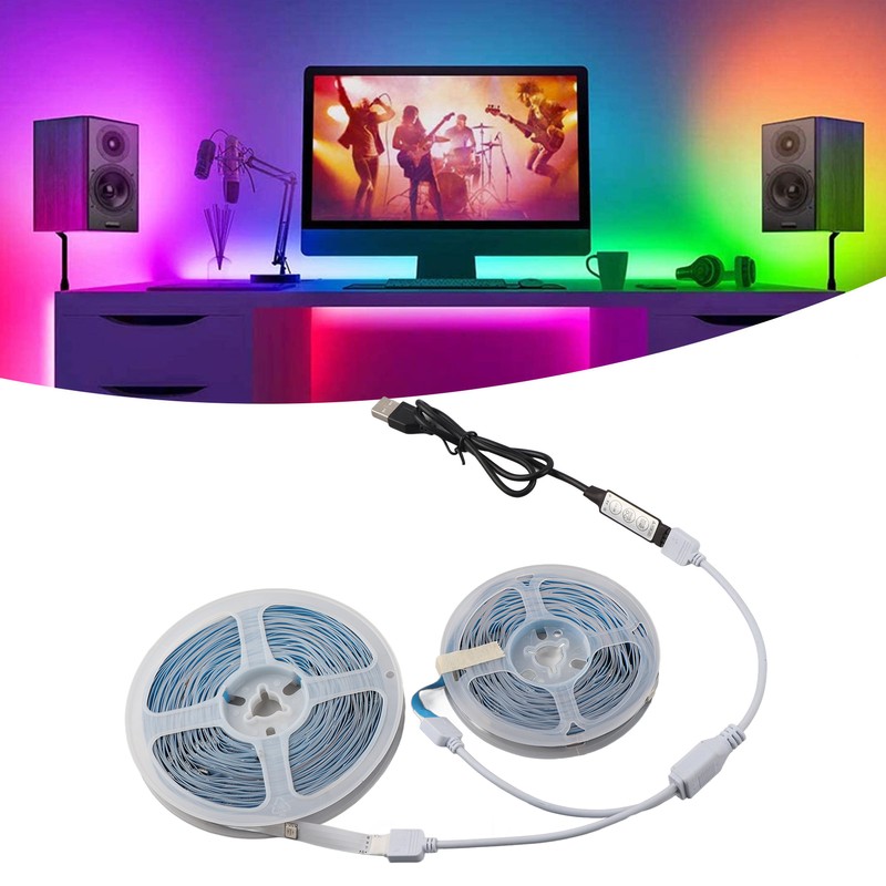 LED RGB Strip Light 5V Button Control Tape Light Color