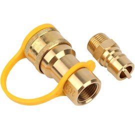 1/2 Inch Gas Quick Connect Kit, 100% Solid Brass Disconnect Connector with Male Insert Plug, 1/2 Inch Natural Gas Propane Quick Connect Adapter Disconnect Kit