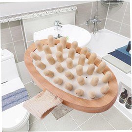 Healeved 3pcs Body Massage Wooden Bath Brush for Skin Exfoliation and Circulation Natural Wood Color Easy to Clean for Bathing and Relaxation