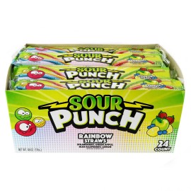 Sour Punch Straws, Rainbow, 2 Oz, 24-Count