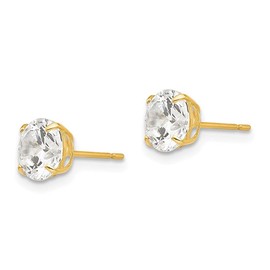 Auriga Fine Jewelry 14K Yellow Gold 6mm Round Cubic Zirconia Stud Earrings (L- 0.24 Inch, W- 0.24 Inch)