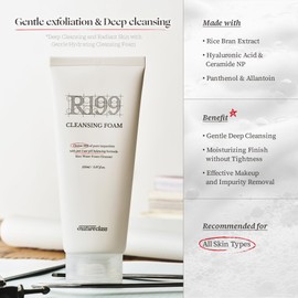 NATURECLASS] R199 Gentle Cleansing Foam with Rice Bran Extract–Deep Cleansing,Exfoliating, Hydrating & Low pH Formula for Radiant Skin, Makeup Removal, Korean Skincare 5.07 fl.oz.