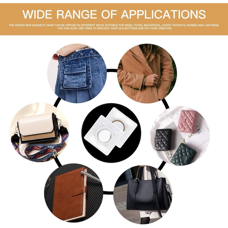 Flycppo Hidden Magnetic Closure, 20 Pairs of Sewing Magnetic Buttons,