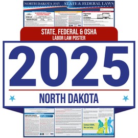 2025 North Dakota State and Federal Labor Law Poster - OSHA Workplace Compliant - Mandatory Regulations Posting for Employees - All-in-One Required Compliance Posting 16" x 40" - Laminated (English)