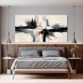 Abstract Large Wall Art Decorations Modern Wall Art Pictures for Living Room Abstract Canvas Art Wall Decor Oversized Black and White Wall Art Prints Artwork for Walls Bedroom Office Decor 29" X 58"