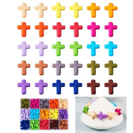 225Pcs Colorful Cross Beads Acrylic Cross Beads 15 Colors Cross Charms Spacer Beads Crucifix Loose Beads Rosary Making Kit for Bracelets Necklaces Jewelry Making Easter Decoration
