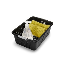 madesmart madesmart Classic Small Storage Basket - Granite | CLASSIC COLLECTION | Soft-grip Dots and Non-slip Feet | BPA-Free,Brown