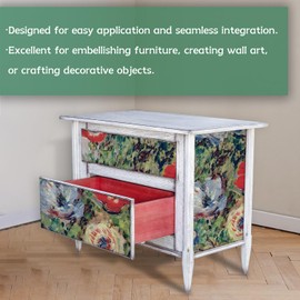 funlife Oil Painting Furniture Stickers, Decorative Decoupage Tissue Paper, Vinyl Furniture Decals, Bloom Poppy 42X50CM