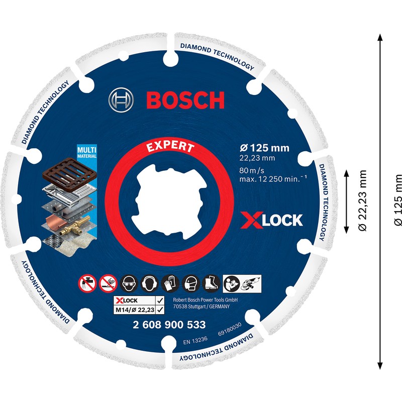 Bosch 2608900533 X-LOCK Diamond Metal Wheel 4.9 inches (125 mm)