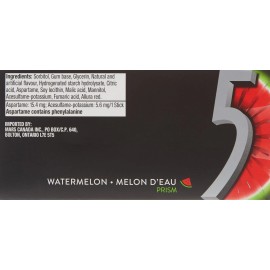 5 Wrigley 5 Prism Electric Watermelon Gum, 10ct x 15pcs, (Imported from Canada)