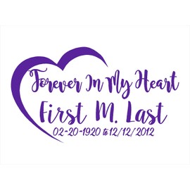 Forever in My Heart/in Loving Memory/Vinyl Decal/Vehicle Decal/Memorabilia PTD (Purple)