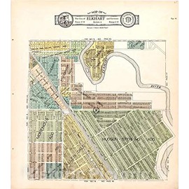 Historic 1929 Wall Map - Atlas and plat Book of Elkhart County, Indiana - Map of The City of Elkhart & Environs 10 22in x 24in