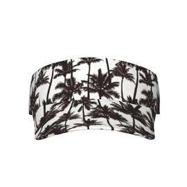 Black White Palm Trees Hawaii Summer Sports Sun Visor Hats Adjustable Men Women Lightweight Packable Cooling Empty Top Visor Hat for Running, Tennis, Golf