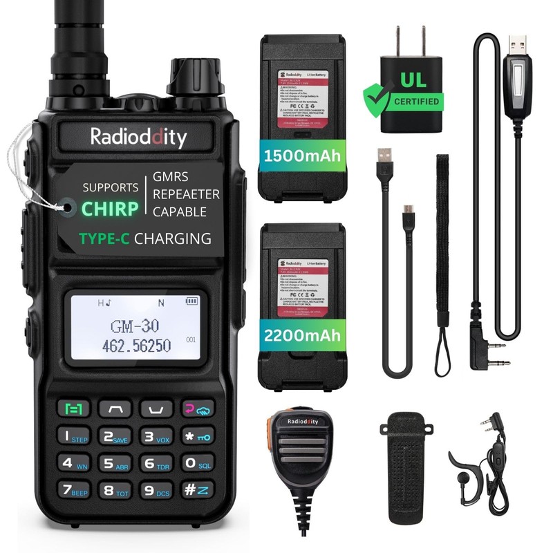 Radioddity 1 Pack GM-30 GMRS Handheld Radio, Long Range Two