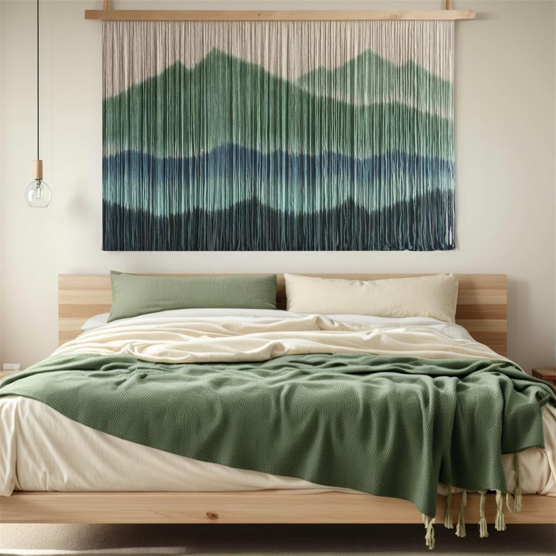 laddawan Extra Large Macrame Wall Hanging Dip-Dyed Tapestry Modern Wooden