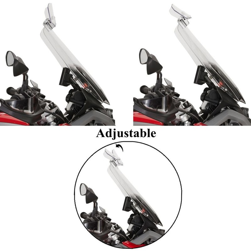 SINLIRU Universal Motorcycle Wind Deflector Clear Motorbikes Windscreen Adjustable Clip