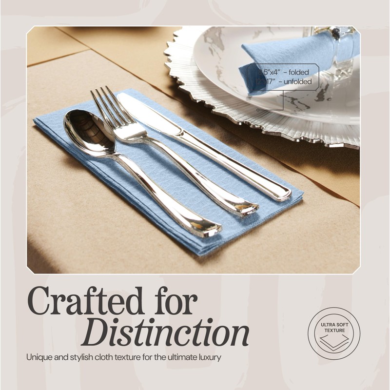 Disposable Cloth-Like Paper Napkins, 200 Pack 12" x 17" Linen-Feel