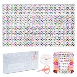 FZIIVQO 1450 Pieces Letter Beads kit, Acrylic 4x7mm Round alphabet beads for bracelets making, vowel letter beads A-Z Heart Pattern Beads and Number Beads for Bracelets Necklaces DIY Jewelry Making
