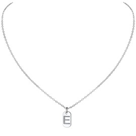 PROSILVER Dainty E Necklace Initial Dog Tag Sterling Silver Chains For Women Pretty Necklaces Nexklace