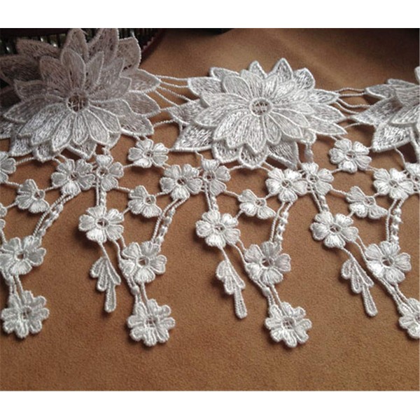 Guipure Lace Trim 3D Flower Embroidery Lace Fringe Trimmings Ribbon